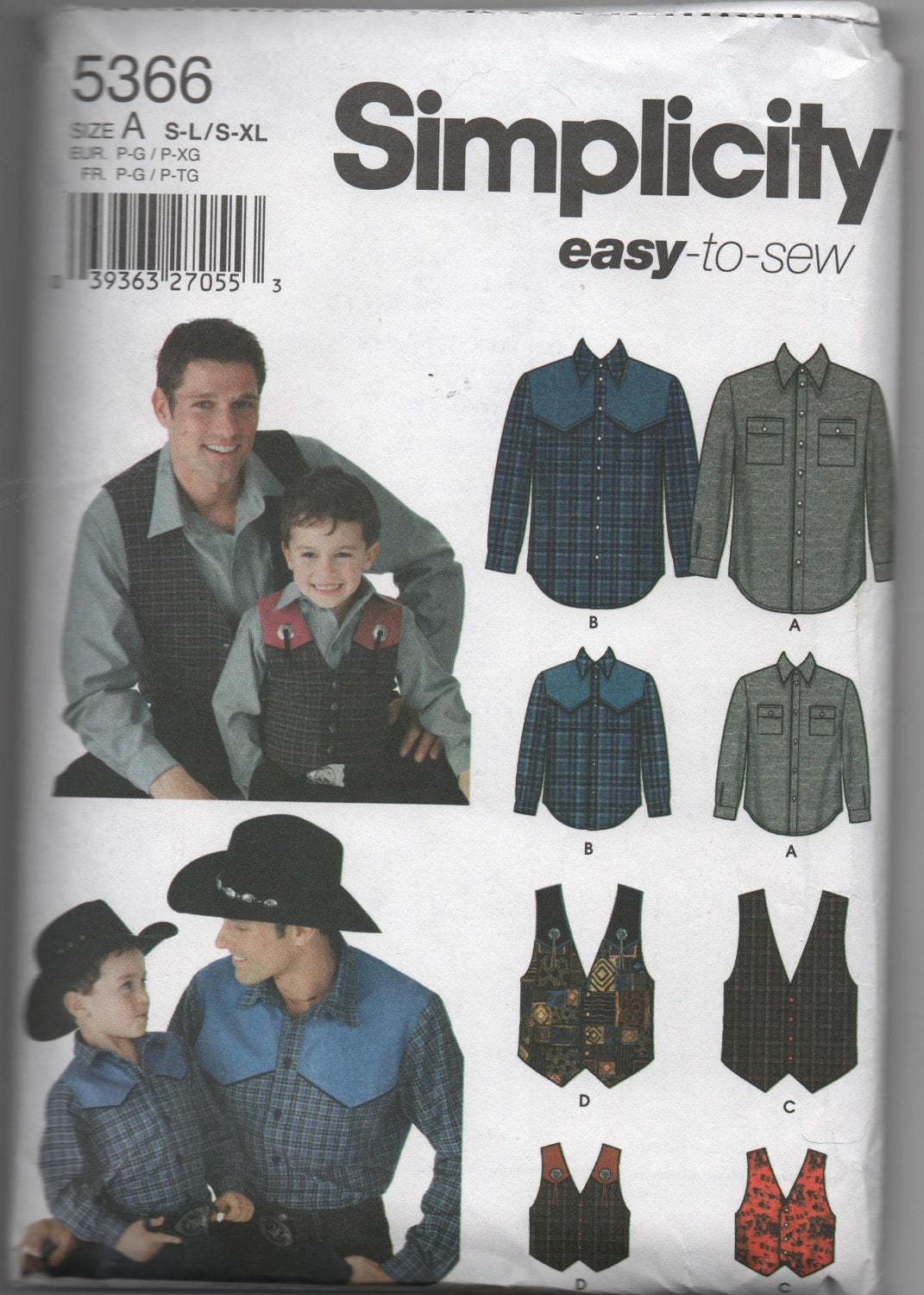 Mens and Boys Western Shirt Pattern with Vest by creekyattic