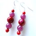 Spring Earrings - Spring Berries - Fuchsia Pink and Red Berries, Glass Bead