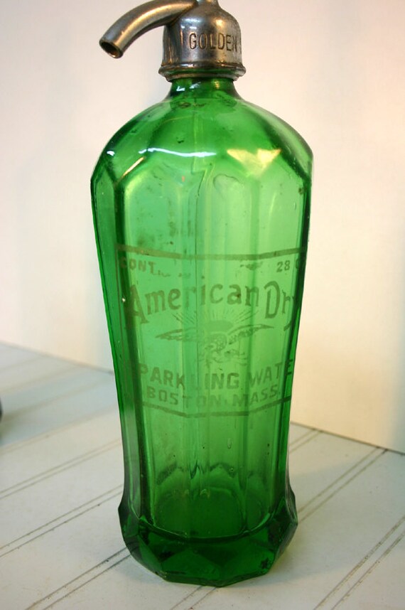 Green Seltzer Bottle from Czechoslovakia