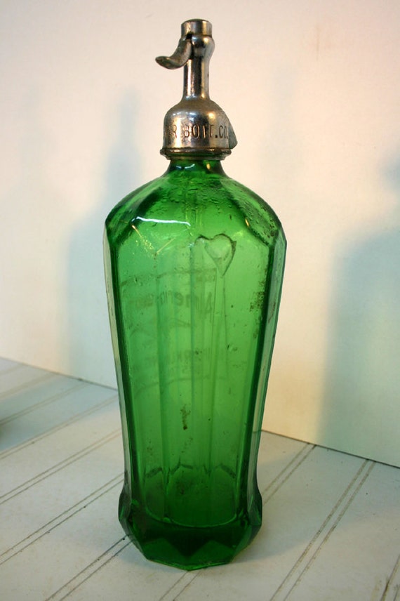 Green Seltzer Bottle from Czechoslovakia