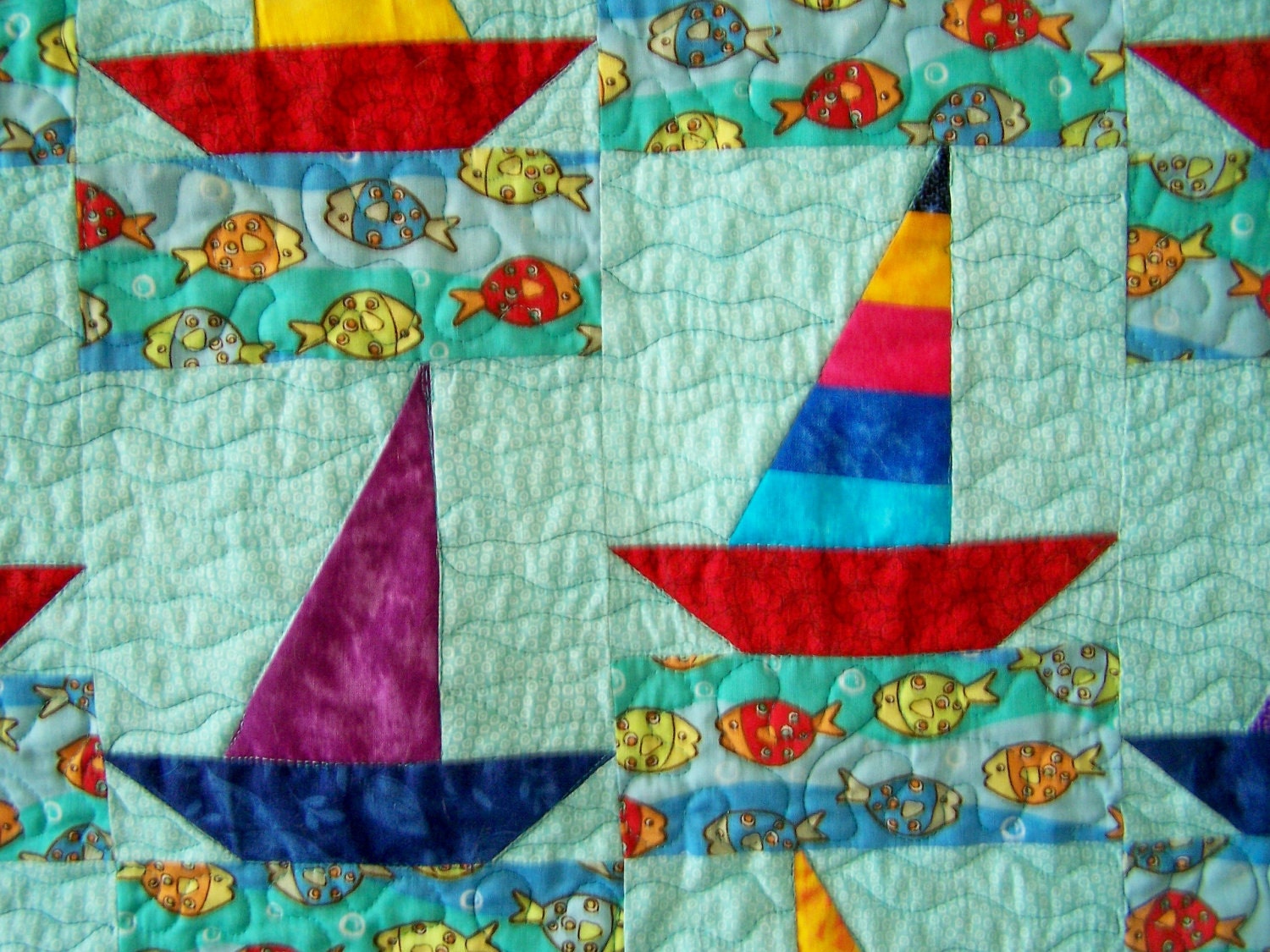 Baby boy quilt Sailboats