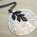 Leaf Necklace -- Silver and Black Leaves on Long Gunmetal Chain -- Clearance, was 23