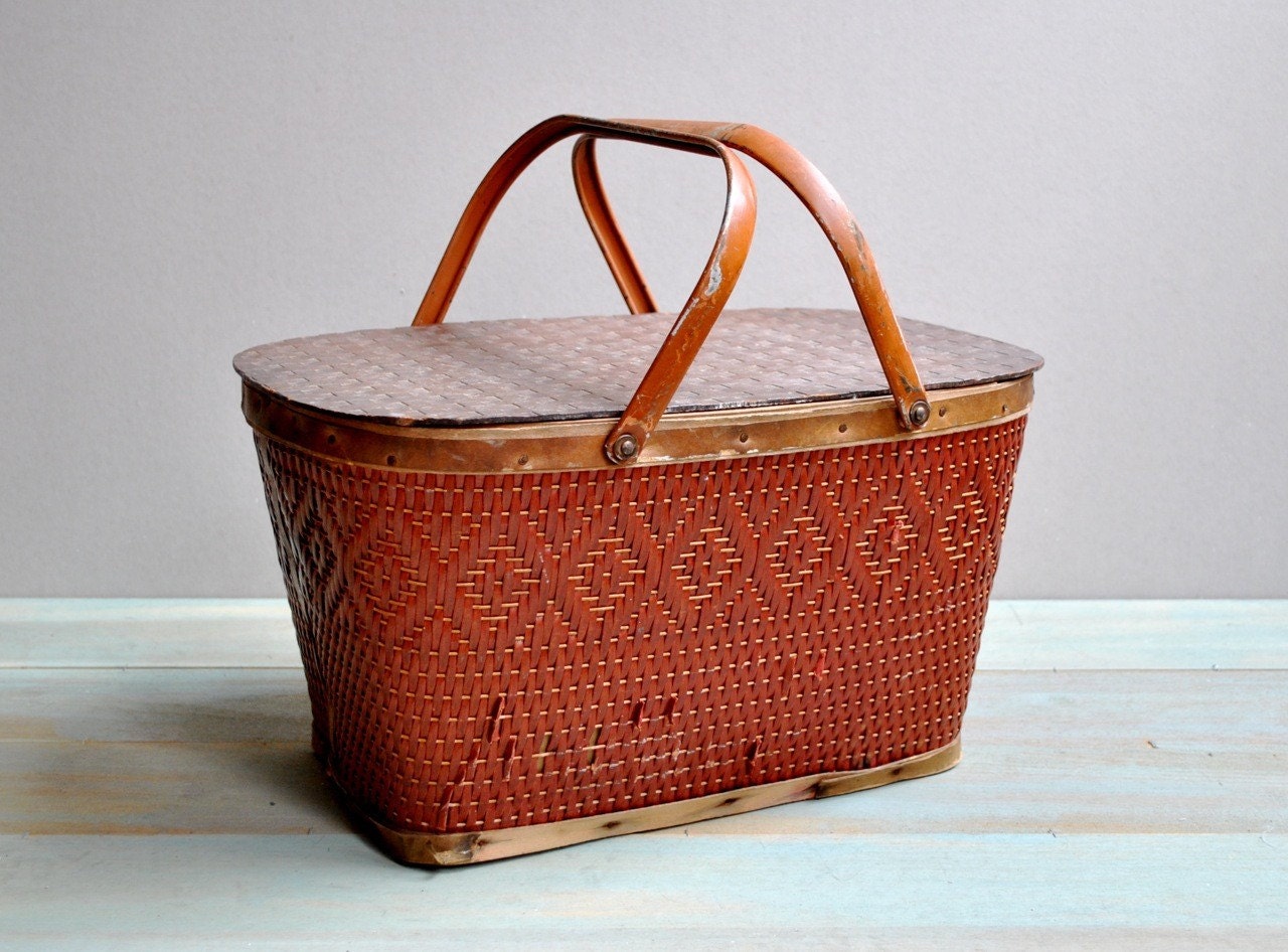 Vintage Picnic Basket by LittleDogVintage on Etsy