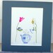 Flowers having tea in the garden, garden tea party original watercolor