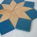 Vintage Wooden Star Trivet Pot Holder Blue Made in Germany