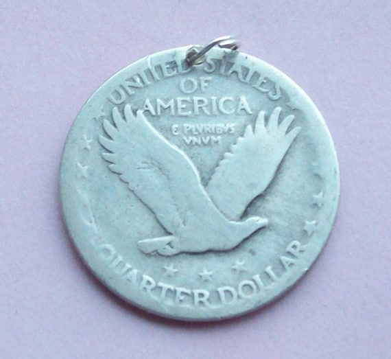 Items similar to Flying Eagle US Silver Quarter Coin Pendant 1920s on Etsy