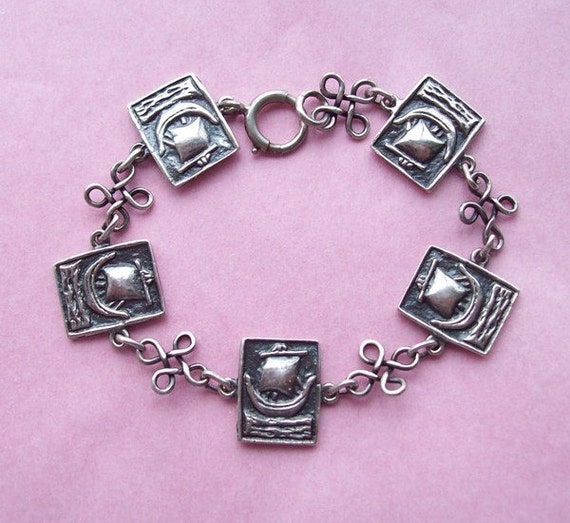 Sailing Ship Silver Panel Bracelet by greenlandturtle on Etsy
