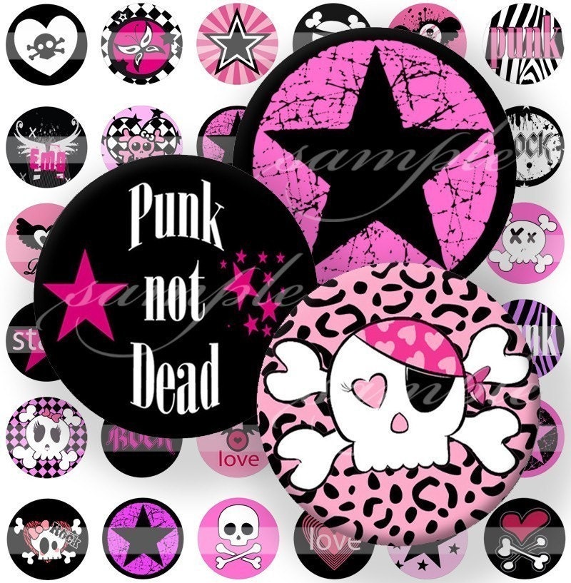 Emo Punk Rock Digital Collage 424 Sheet 3/4 inch by sweetcolours