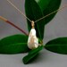 Wedding, Anniversary - Eirwen- the very lg OOAK wt cascade blush nucleated pearl drop pendant set in solid 14kt yellow gold - not plated