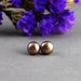 Sada- the dark taupe freshwater button pearl stud earrings set in solid 14kt yellow gold - not plated