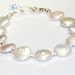 White Pearl Bracelet - Blue Crystals - Wedding - Sterling Silver - Coin Pearls