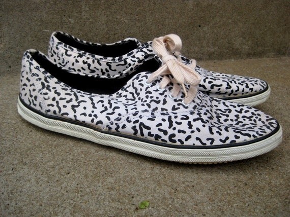 Vintage Retro 1980s Cheetah Print Tennis Shoes 10 Medium