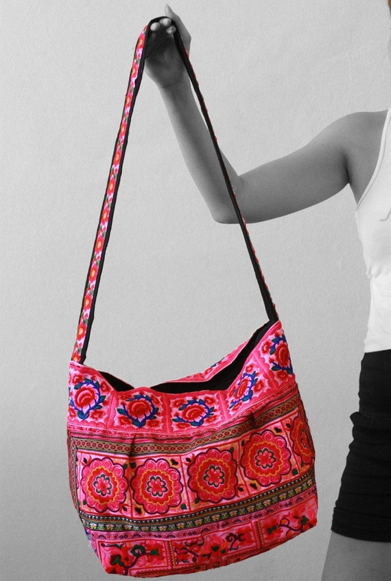 SALE Rosy rose... hobo/Messenger Bag Unique Eco by thaitied
