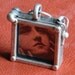 8 LOCKET Photo Pendants, FREE ONE ball chain Reversible Removable transparency Two square glass inserts Metal box frames Hinged latched top