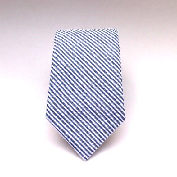 Men's Tie Navy Blue Seersucker