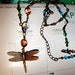 dragonfly necklace - Recycled vintage with Swarovski and Czech glass crystals and bronze