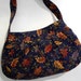 Pleated purse leaf print soft flannel, blue gold orange, autumn winter pocketbook