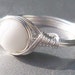 White Faux Sea Glass Argentium Sterling Silver Wire Wrapped Custom Sized Ring