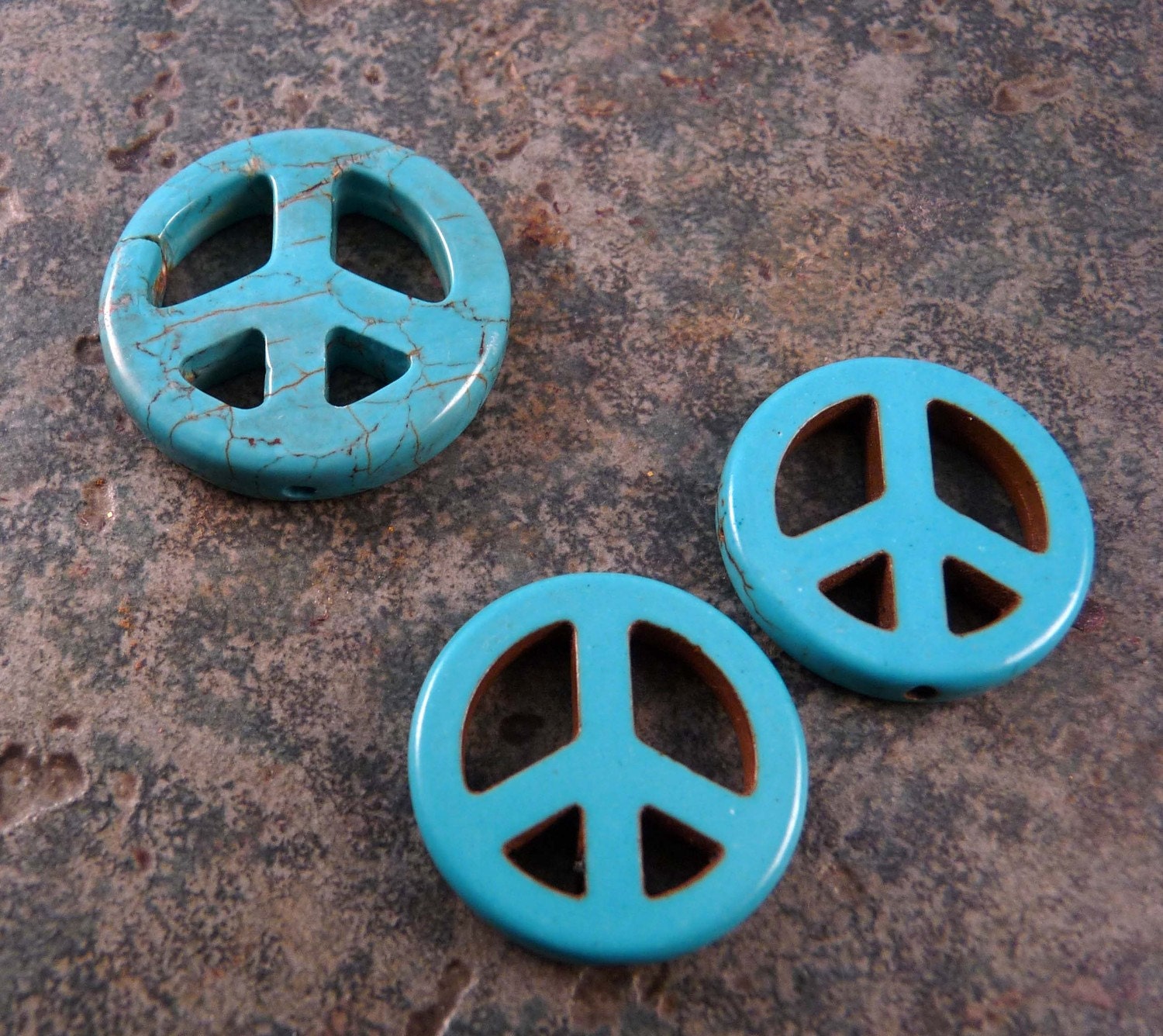 Turquoise Beads Peace Sign Beads Gemstone Beads