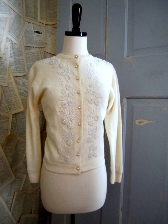 1960s Beaded Sweater Vintage Beaded Sweater by SassySisterVintage