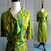 1960s Dress, 60s Dress with Green and Yellow Paisleys LG