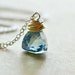 London Blue Topaz Necklace, December Birthstone Necklace, Geometric Shaped Gemstone