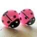 Pink and Black Ladybug Earrings, Kawaii Jewelry, Lady Bugs, Jewelry Gifts under 10