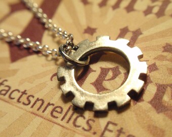 Steampunk Sterling Silver industrial Clock gear clockwork choker Necklace