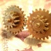 Dual Brass Gear Gearrings surgical steel stud Earrings Neo Victorian
