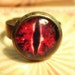 Evil Eye Ring Red Eye in Adjustable Antique Brass Setting SIZE 7 - 11 Sauron lord of the ring