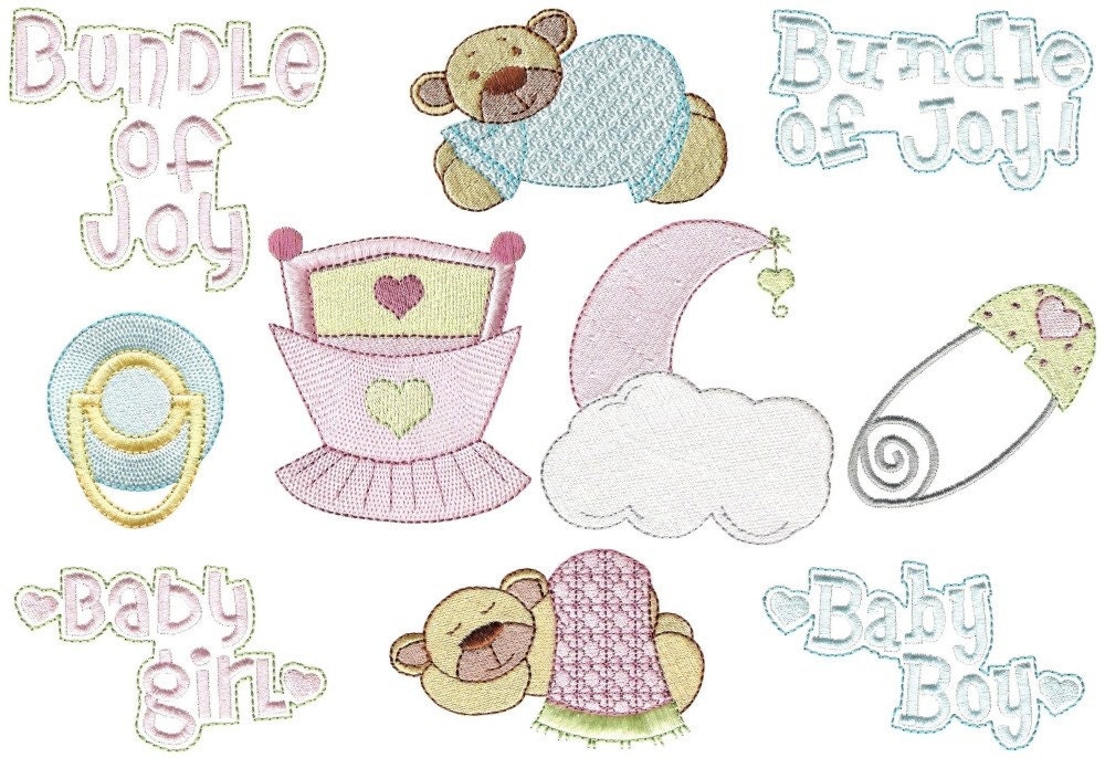 Baby machine embroidery design set. Super cute baby by Embroidalot