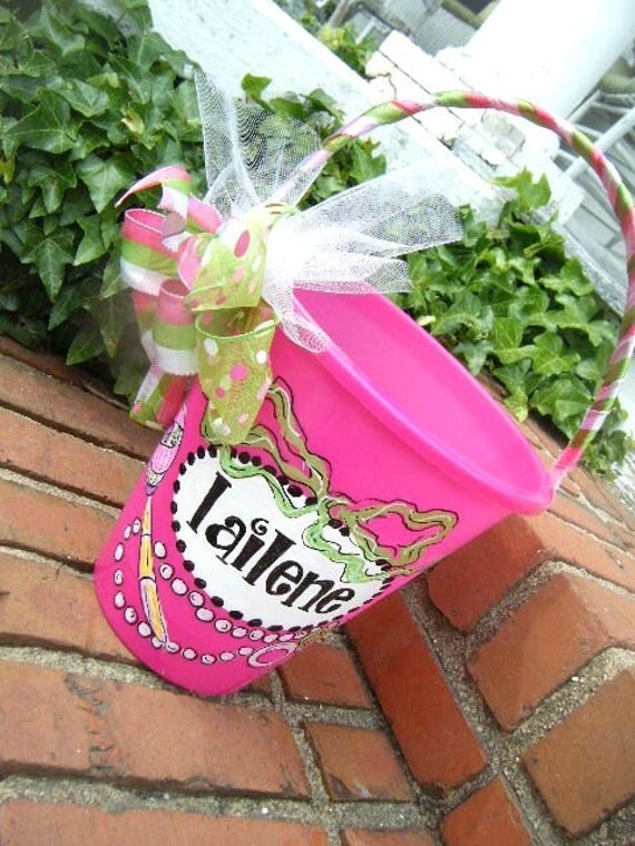 Items similar to beach bucket, pail, birthday, gift basket