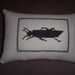 Hand Embroidered Locust Cricket Grasshopper Pillow Black Gray Velvet Summer Bugs Insects Silhouette OOAK Checkered