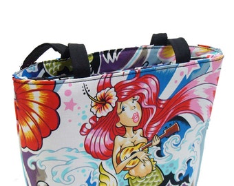 Handbag Shoulder bag Chula Hula Mermaid Alexander Henry Fabric Cotton Bag Purse, new