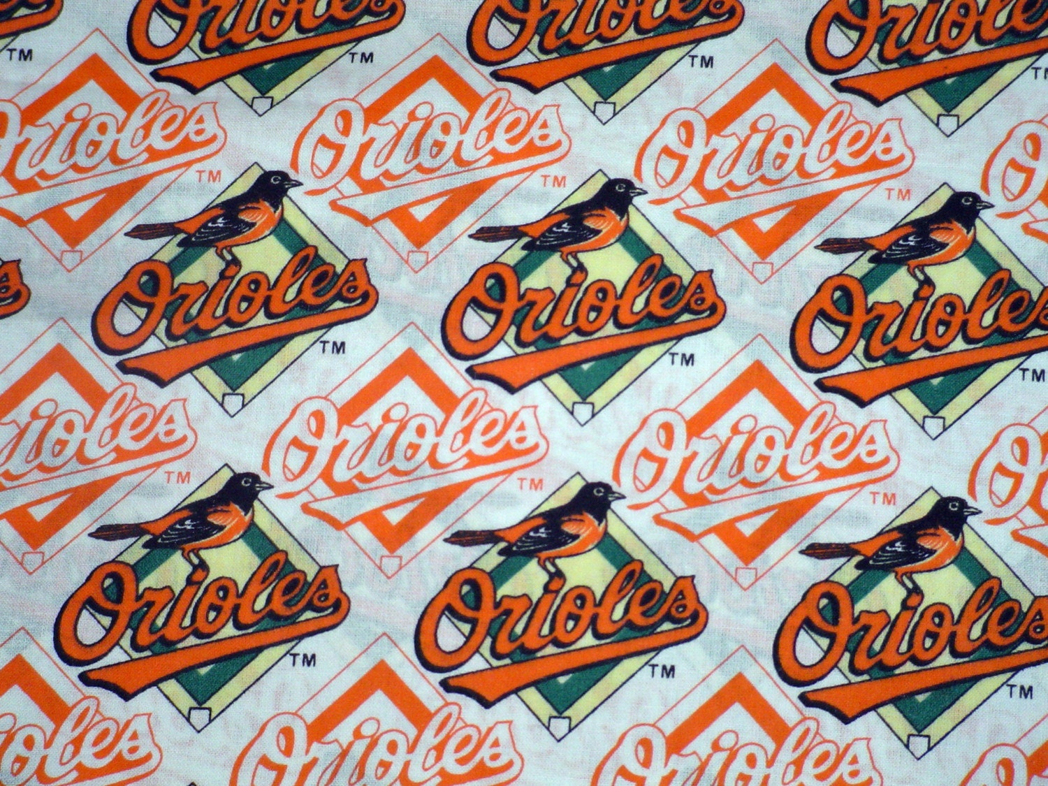 MLB BASEBALL BALTIMORE ORIOLES Cotton Fabric HALF YARD NEW AND