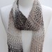 Cotton Scarf- Hand Knit- Gray, Cream, Brown
