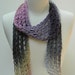 Cotton Scarf- Hand Knit / Gray/Lavender/ Mauve/Beige