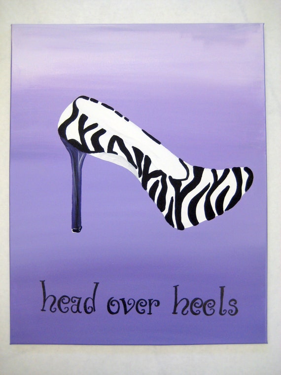 painting heel high canvas shoe purple,shoe in lovers heel gift,high painting,shoe high lovers