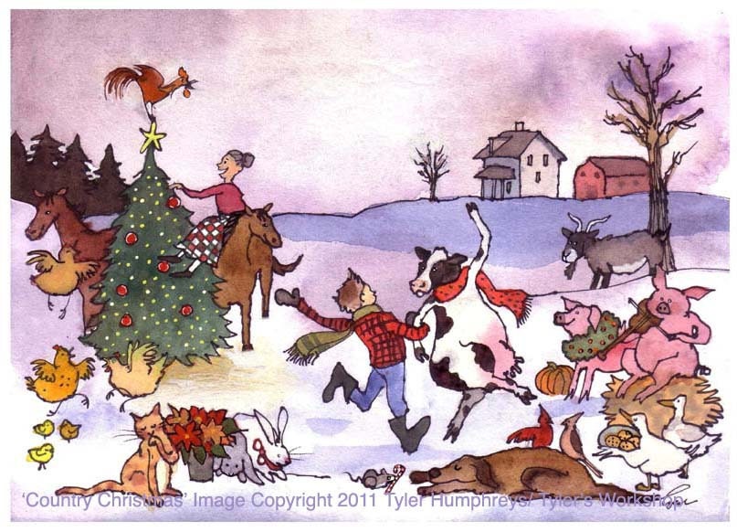 Christmas Card Farm Animals Christmas Greeting Card Funny