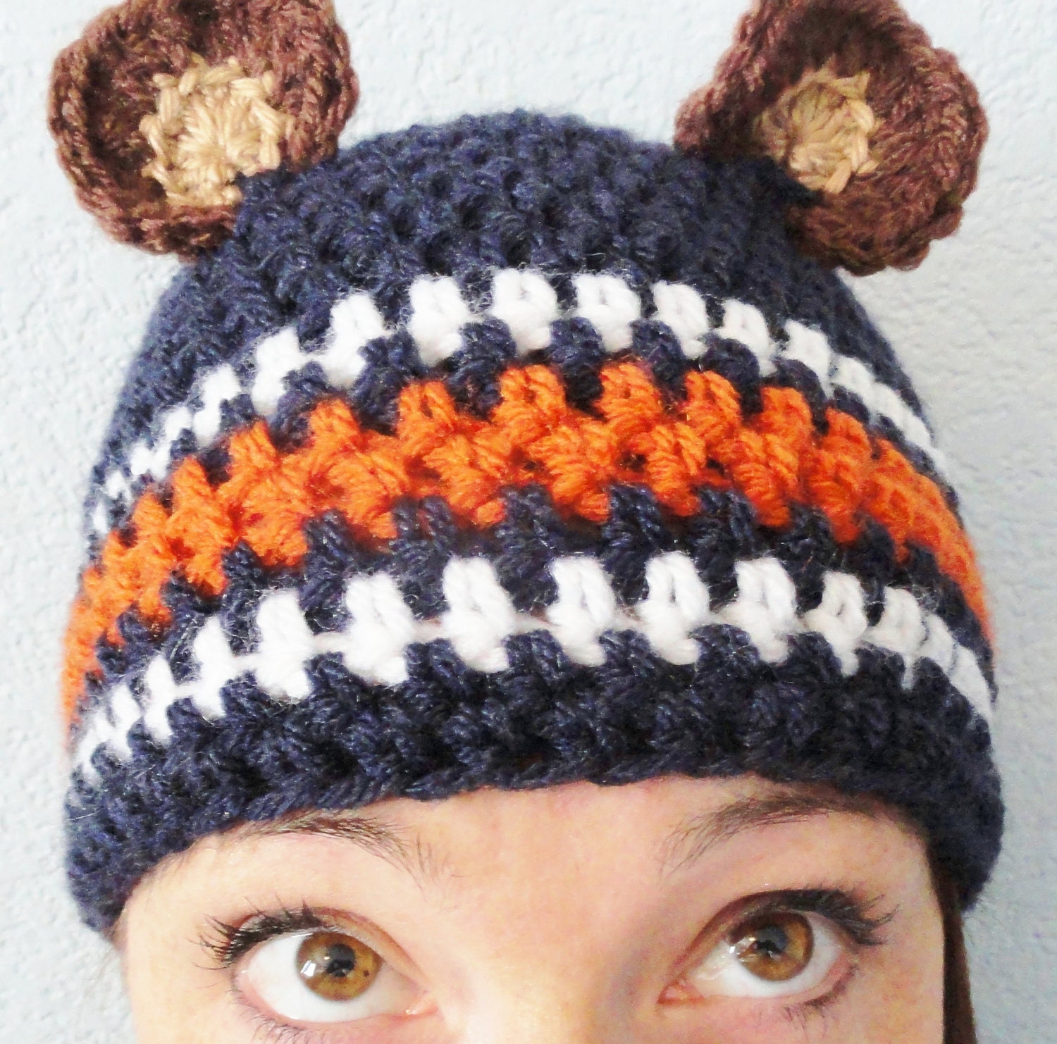 Go Bears Hat Hand-crocheted Chicago Bears Inspired Blue Adult
