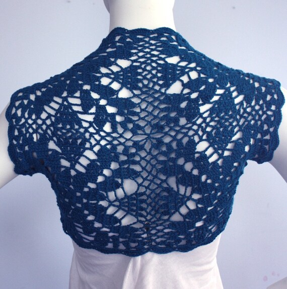 Items similar to Peacock Blue Silk Bamboo bridal Shrug hand knit ...