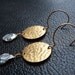 Metal and Pearl Dangle Earrings with Hammered Brass Discs and Lavender Keshi Pearls