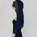 Navy Blue long sleeves hooded shrug bolero with olive green trim