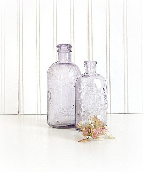 Vintage Lavender Glass Bottles by southrosewindow on Etsy