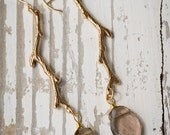 Bridesmaids Bronze Branch Earrings with Smokey Quartz | Custom Handmade | Smokey Quartz Gemstone | Gold Branch Jewelry | Nature Inspired