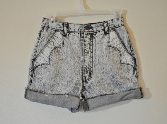 80s Vintage Stonewash Cut off SHORTS Black Stone Wash Urban