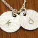 Silver Initial Necklace - Sterling Custom Personalized 2 Hammered Circle - Mommy Boyfriend Husband Monogram Mothers Day Gift - Push Present