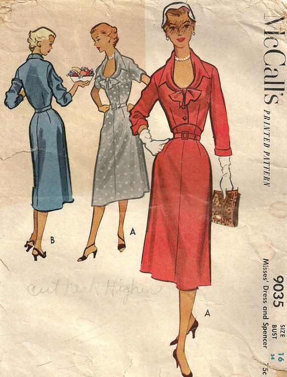 Vintage Fifties Sewing Pattern from McCalls by studioGpatterns