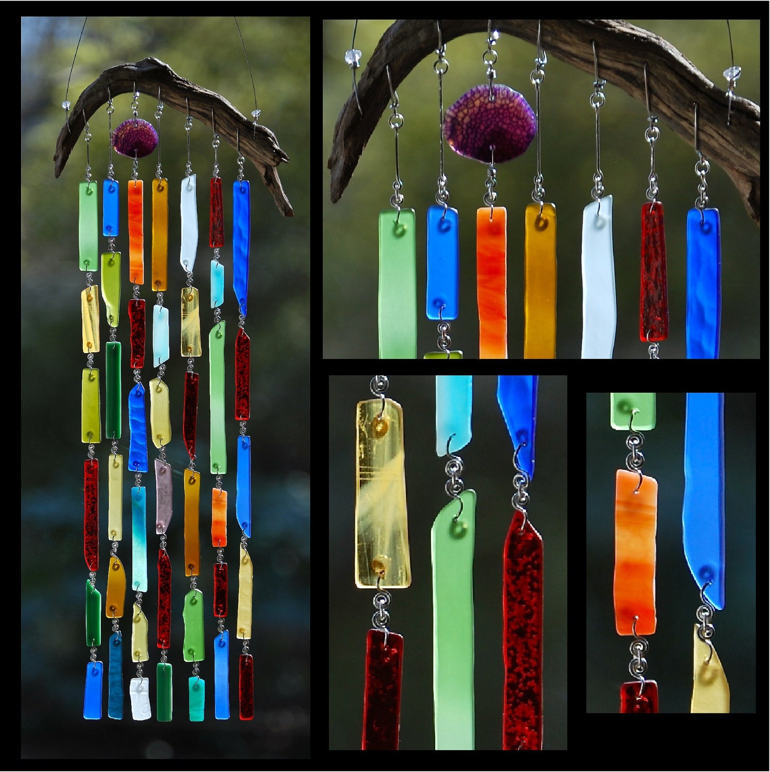 Recycled Beach Glass Inspired Wind Chimes No 18 Zoom
