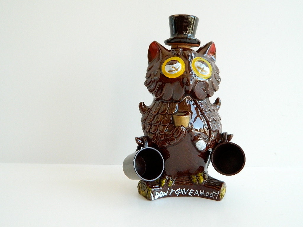 Ceramic Owl Liquor Bottle